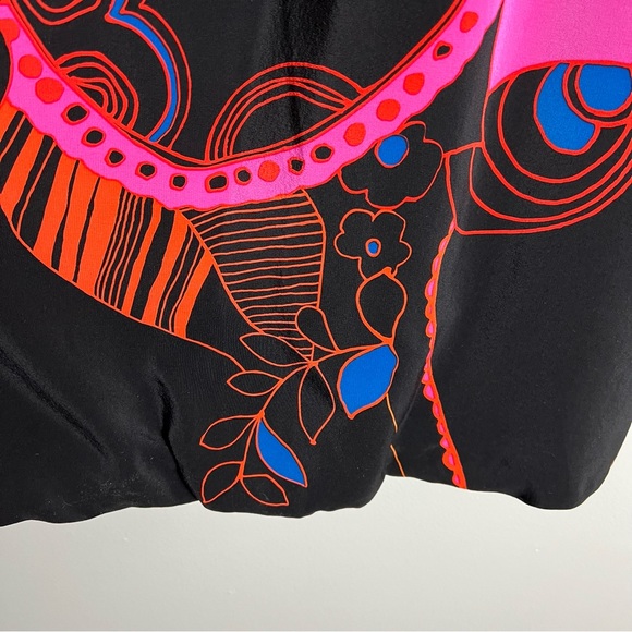 Tibi Silk Halter Sleeveless Dress-Bubble Hem-Black Pink-Size 2 - Picture 3 of 9